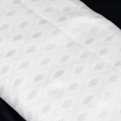 White Color Self Floral Design Poly Cotton Fabric