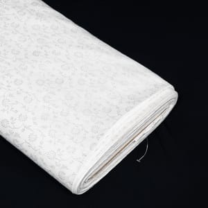 White Color Self Floral Design Poly Cotton Fabric