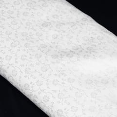 White Color Self Floral Design Poly Cotton Fabric