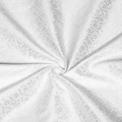 White Color Self Floral Design Poly Cotton Fabric