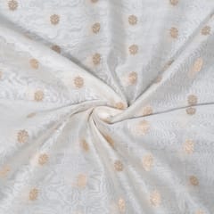 Off White Color Dyeable Golden Lurex Design Cotton Chanderi Fabric