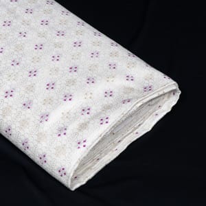 White and Purple Color Self Design Poly Cotton Fabric