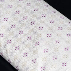 White and Purple Color Self Design Poly Cotton Fabric