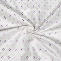 White and Purple Color Self Design Poly Cotton Fabric