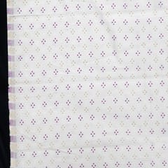 White and Purple Color Self Design Poly Cotton Fabric