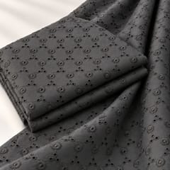 Black Heavy Hakoba Fabric | Embroidered Cotton for Kurtis, Dresses & Blouses