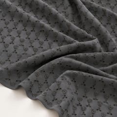 Black Heavy Hakoba Fabric | Embroidered Cotton for Kurtis, Dresses & Blouses