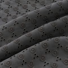 Black Heavy Hakoba Fabric | Embroidered Cotton for Kurtis, Dresses & Blouses