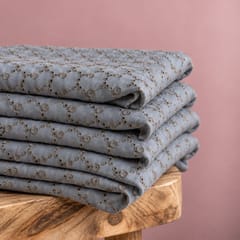 Navy Blue Heavy Hakoba Fabric | Embroidered Cotton for Kurtis, Dresses & Blouses