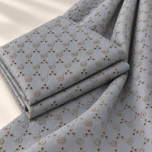 Navy Blue Heavy Hakoba Fabric | Embroidered Cotton for Kurtis, Dresses & Blouses