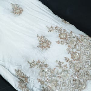 Dyeable Crepe Handwork Embroidered Fabric (1Meter Cut Piece)