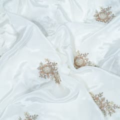 Dyeable Crepe Handwork Embroidered Fabric (1Meter Cut Piece)