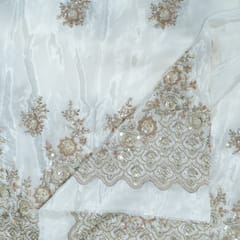 Dyeable Crepe Handwork Embroidered Fabric (1Meter Cut Piece)