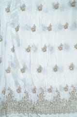 Dyeable Crepe Handwork Embroidered Fabric (1Meter Cut Piece)
