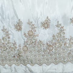 Dyeable Crepe Handwork Embroidered Fabric (1Meter Cut Piece)