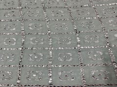Embroidered Georgette Sea Green Silver Geometric