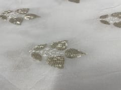 Dyeable Embroidered Chiffon White Flowers