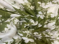 Chiffon Mehndi Green White Abstract