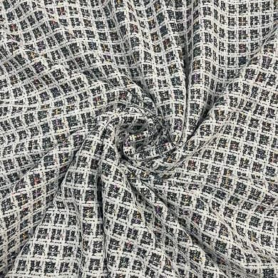 Black Colour Tweed Checks Fabric