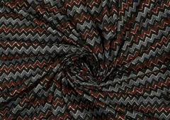 Printed Cotton Cambric Black Grey Chevron