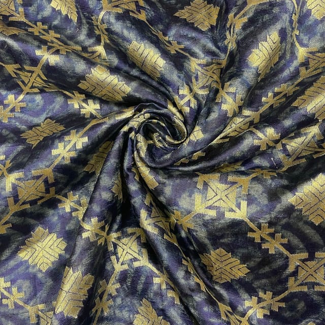Blue Colour Pure Silk Zari Fabric