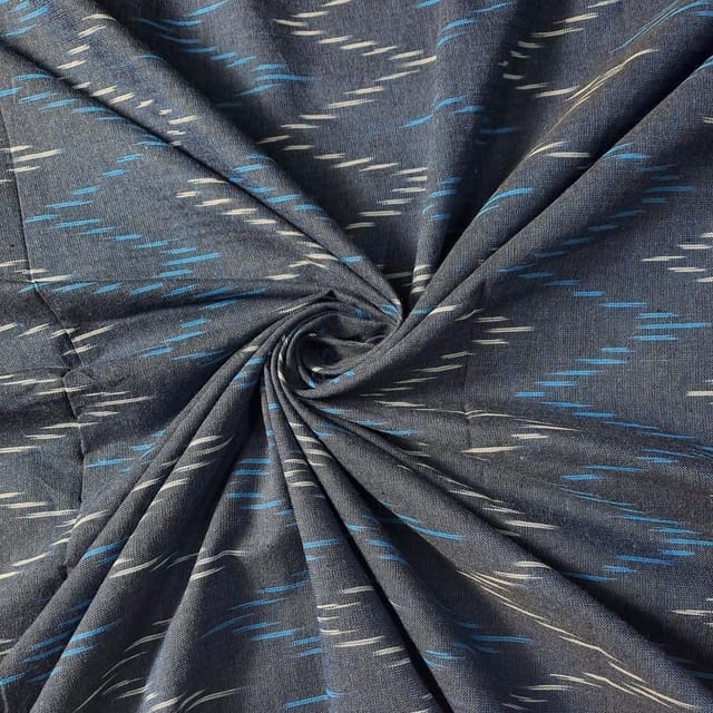 Blue Colour Cotton Ikat Fabric