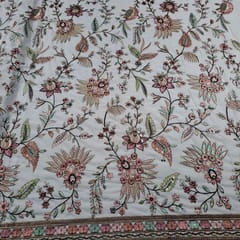 White Colour Georgette Embroidered Fabric