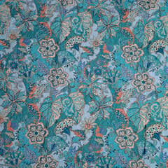 Sky Blue Colour Crepe Embroidered Fabric