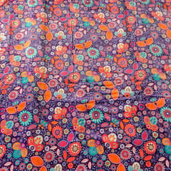 Purple Colour Velvet Printed Fabric