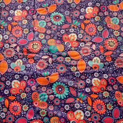 Purple Colour Velvet Printed Fabric