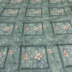 Green Colour Muslin Printed Fabric
