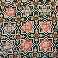 Beige Colour Pure Matka Silk Printed Fabric