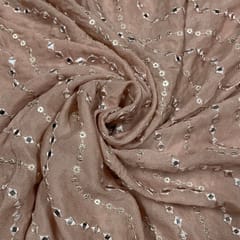 Dusty Pink Colour Chiffon Embroidered Fabric