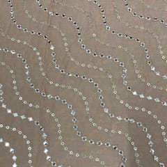 Dusty Pink Colour Chiffon Embroidered Fabric
