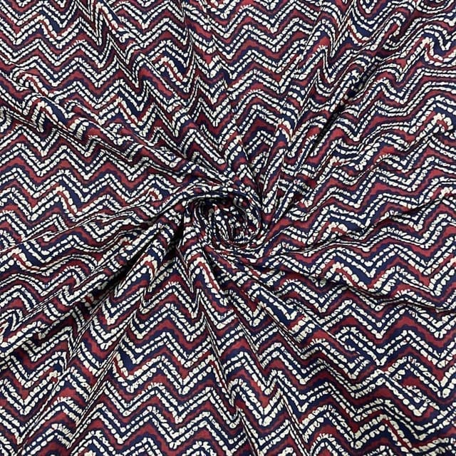 Navy Blue Colour Cotton Cambric Printed Fabric