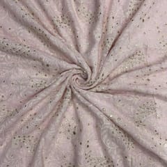 Baby Pink Colour Floral Georgette Embroidered Fabric