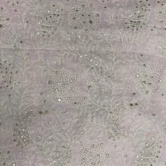 Baby Pink Colour Floral Georgette Embroidered Fabric