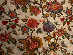 Cream Floral Pure Dupion Fabric