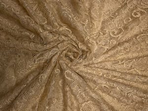 Light Gold Floral Shantley Net Fabric