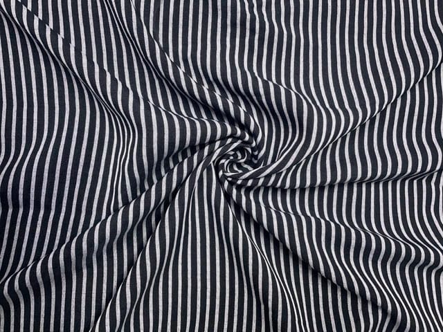 Black & White Stripes Linen Fabric