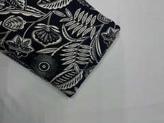 Black & White Floral Modal Satin Print Fabric