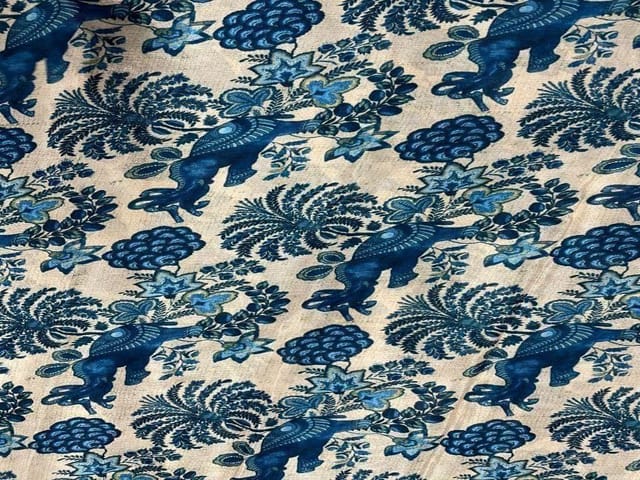 Chiffon Cream Blue Elephants