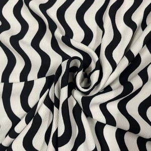 White Colour Woolen Lycra Printed Fabric