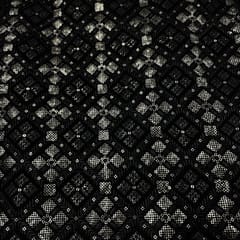 Black Colour Velvet Embroidered Fabric