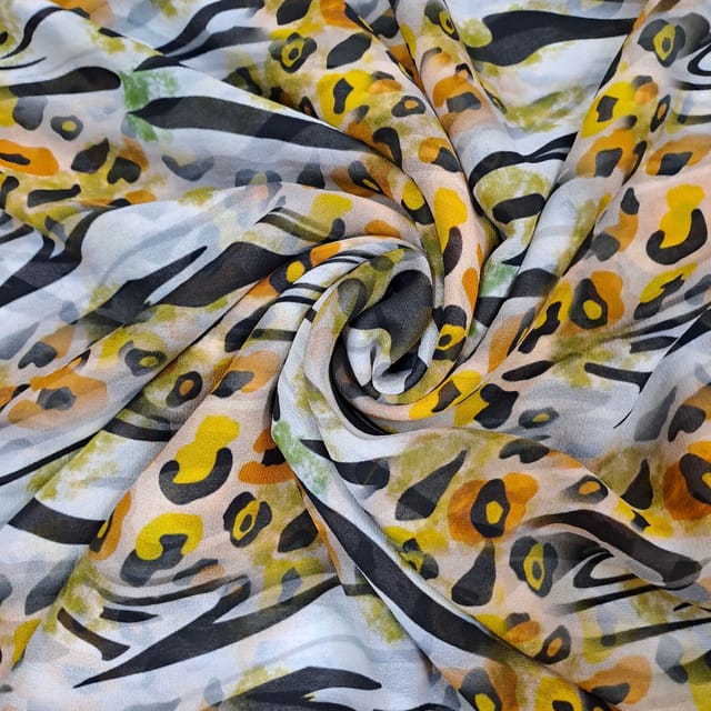 Multi Colour Georgette Printed Fabric