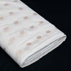 Off White Color Dyeable Golden Lurex Design Cotton Chanderi Fabric