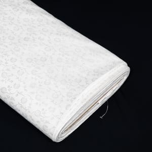 White Color Self Floral Design Poly Cotton Fabric