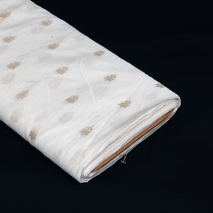 Off White Color Dyeable Golden Lurex Design Cotton Chanderi Fabric