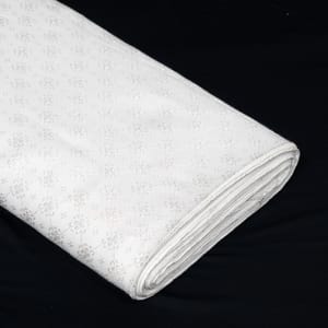 White Color Self Floral Design Poly Cotton Fabric