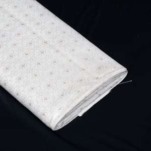 White and Golden Color Self Floral Design Poly Cotton Fabric